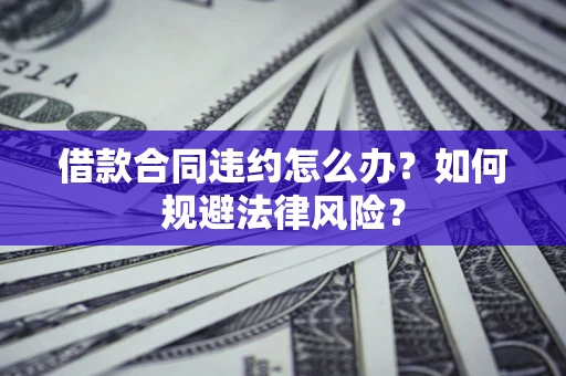 武汉借款合同违约怎么办？如何规避法律风险？